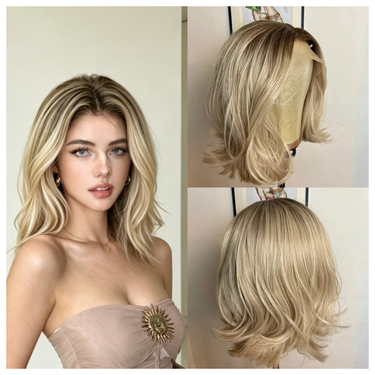 Hair Care Daily - شعر مستعار أومبري أشقر ذهبي مموج