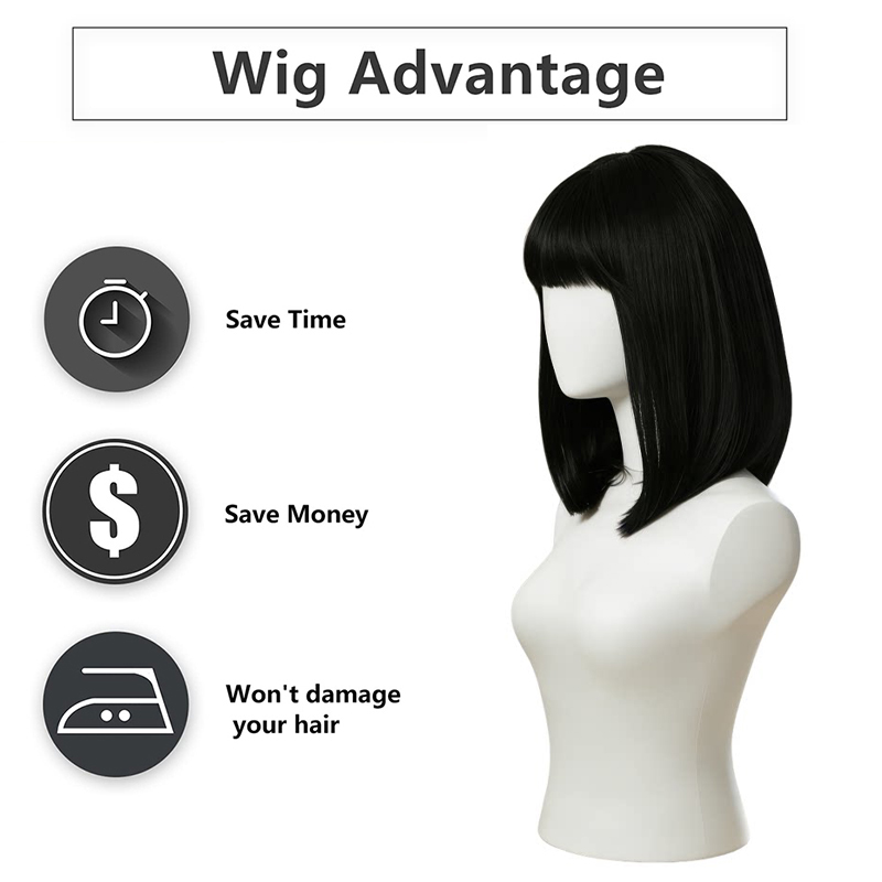 شعر مستعار بوب أسود طبيعي مع غ - مراجعة Hair Care High End وسعره