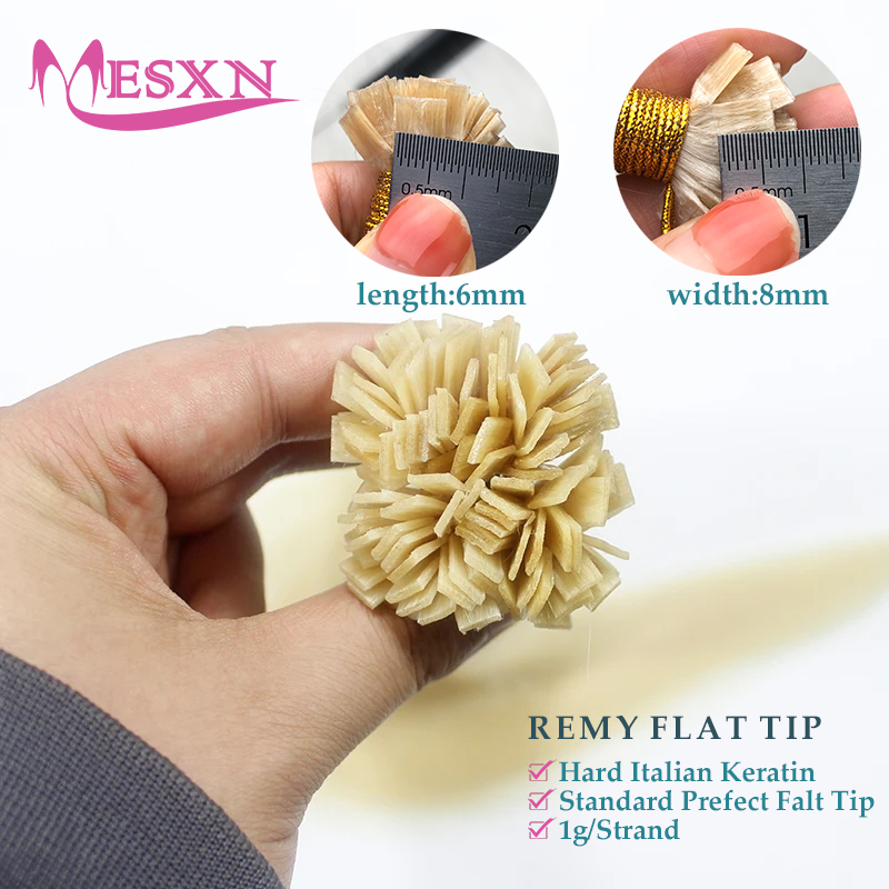 وصلات شعر MESXN ذات طرف مسطح،  - مراجعة Hair Care Tips وسعره