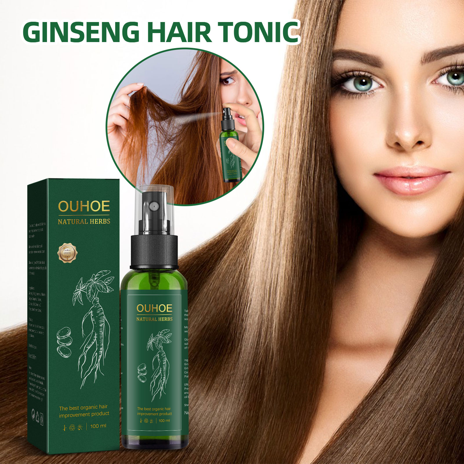 رذاذ الجينسنغ العشبي الطبيعي ل - مراجعة Hair Care Ginseng وسعره